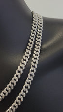10k 7mm White Gold Miami Cuban LInk Solid Diamonds