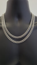 8MM 10k White Gold Miami Cuban Link Solid Diamonds