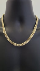 9.5MM 10k Yellow Gold Miami Cuban Link Solid 8.46ct Diamonds