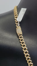 7MM 10k Yellow  Miami Cuban Link Solid Diamonds