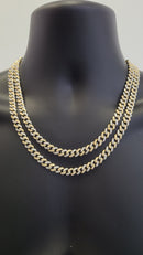 8MM 10k Yellow & White Gold Miami Cuban Link Solid Diamonds