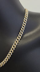 7MM 10k Yellow & White Miami Cuban Link Solid Diamonds