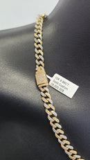 7MM 10k Yellow & White Miami Cuban Link Solid Diamonds
