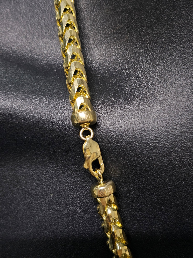 14k 7mm Franco Solid Yellow Gold