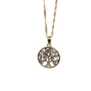 Chaîne de Singapour en or 10k avec pendentif Arbre de vie avec pierres
