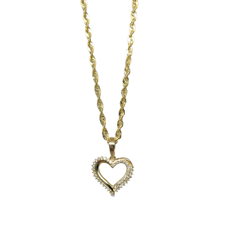 0.35ct Heart Diamond Necklace 10k yellow gold