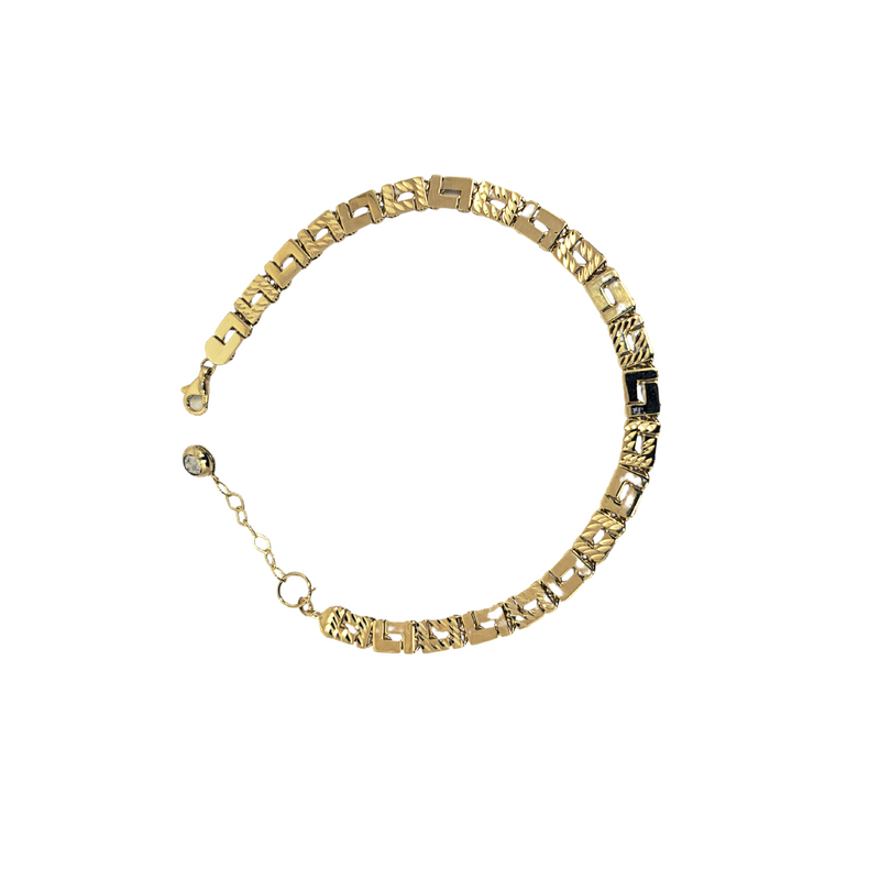 Bracelet en or jaune à motifs grecs carrés