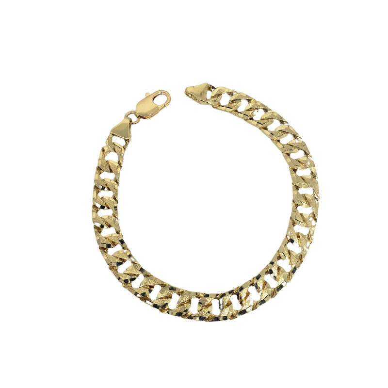 9MM 10k Yellow Diamond Cut Gourmette Gold Bracelet