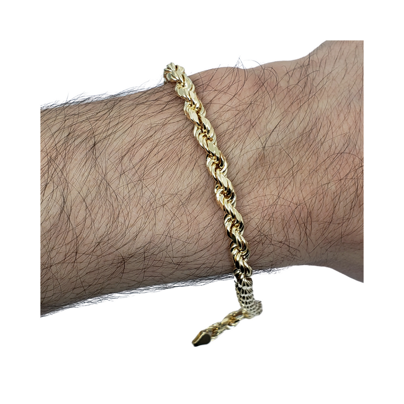 4.8mm Rope Chain Bracelet 10K Yellow Gold Bracelet for Men RCB003
