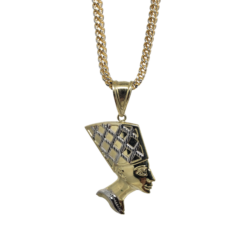 10k Diamond Cut Franco Chain With Pharaoh Head Pendant