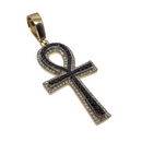 Ankh Egyptian Cross 1.82ct White & Black diamonds 10k SP15966