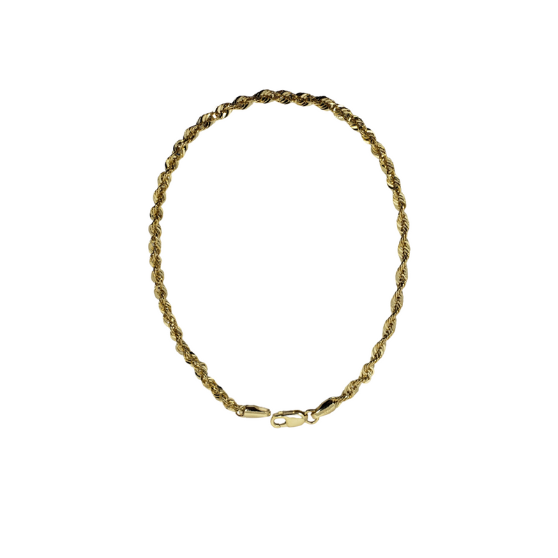 2.7mm Rope Chain Bracelet 10K Yellow Gold Bracelet for Men RCB007