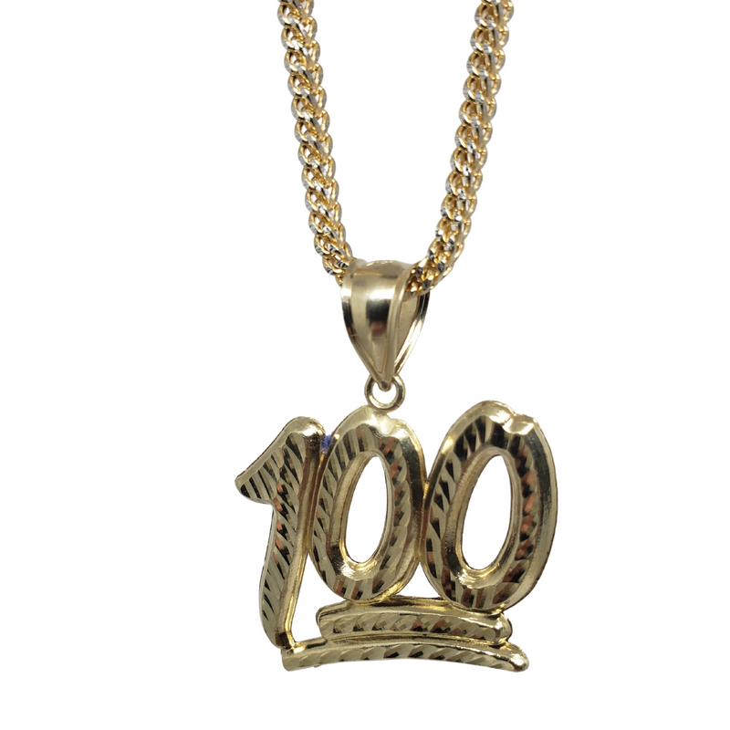 10k Diamond Cut Franco Chain With 100 Pendant