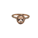 14k 0.40 Ct + 0.75 Ct Oval Morganite Center stone - Diamond Engagement Ring