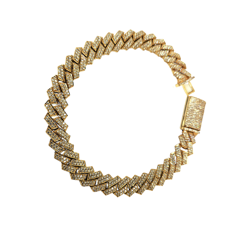 10mm Monaco Yellow Gold With 5.00ct SI Diamonds Bracelet