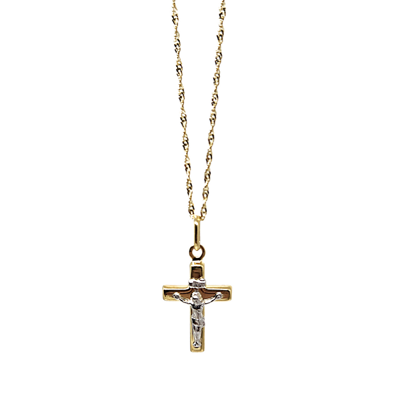 10k Gold Chain with DuoColor Cross Pendant