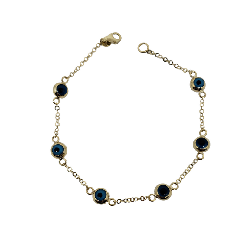 Evil Eye Bracelet  10k Yellow Gold