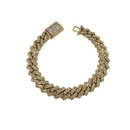 Bracelet solide 13mm Monaco or jaune  10k 9,50ct diamants SI