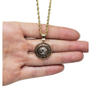 Rope Chain Laser Cut 10K + Gold Greek Design Medusa NEW