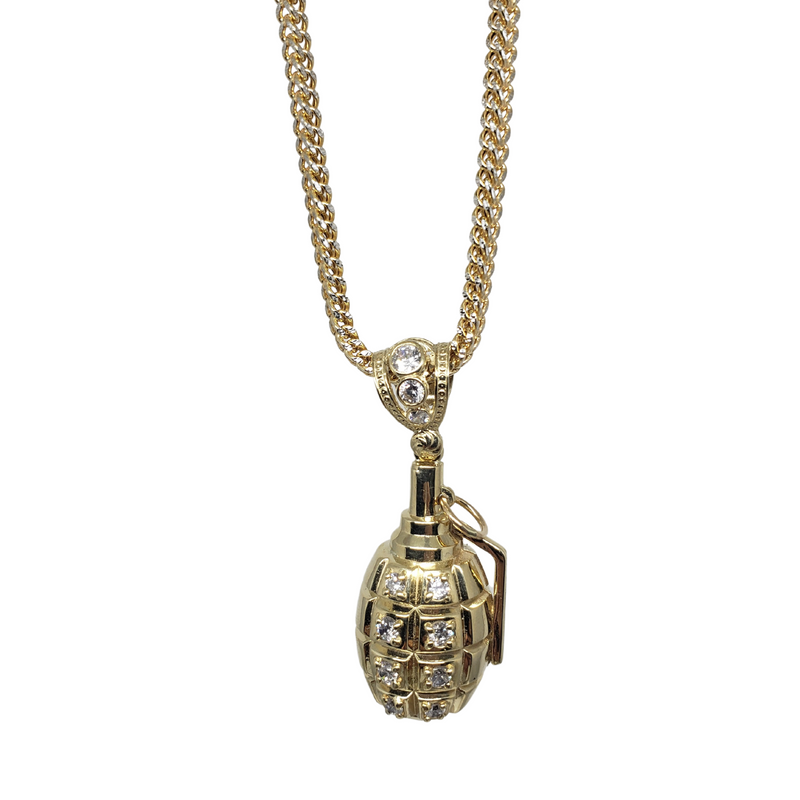 10k Diamond Cut Franco Chain With Bomb Pendant