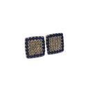 Boucles d'oreille en or jaune 10k avec pierres bleu-blanc