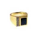10K Rectangle Black Stone Ring New