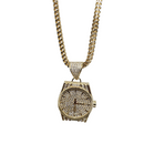 10k Diamond Cut Franco Chain With Watch Pendant