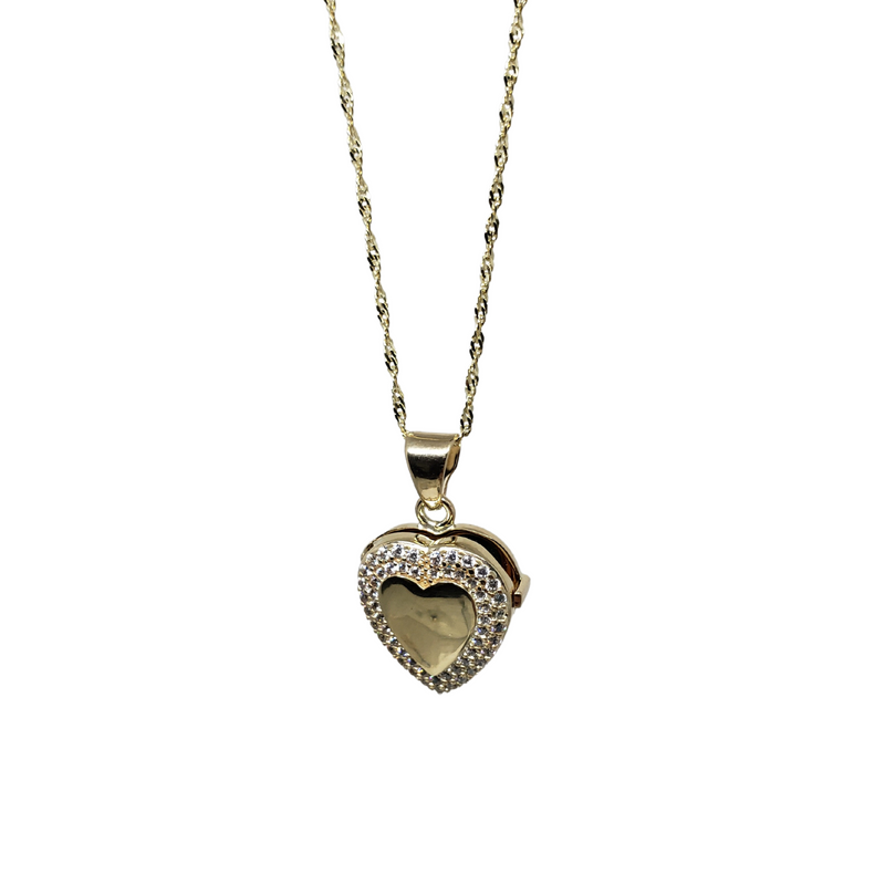10k singapour + Heart Shape Photo Locket Necklace