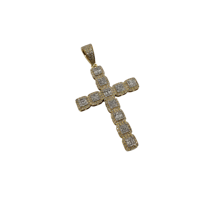 10k 1.15ct diamant émeraude Croix