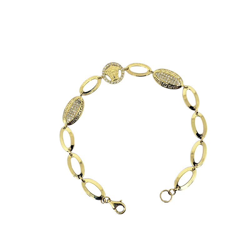 10k Yellow Gold Greek face Design Bracelet