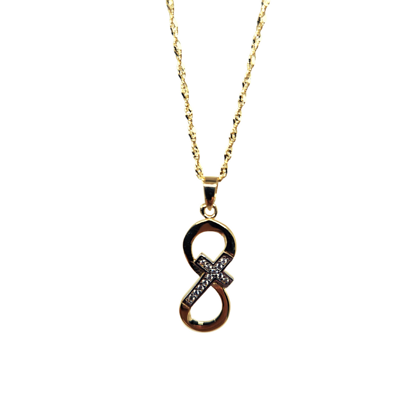 Infinity Cross Necklace in 10k gold