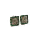 Boucles d'oreilles en or jaune 10k - Pierres vertes et blanches