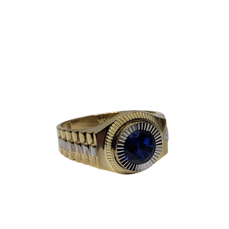 10K Duo Color Blue Stone Design Ring