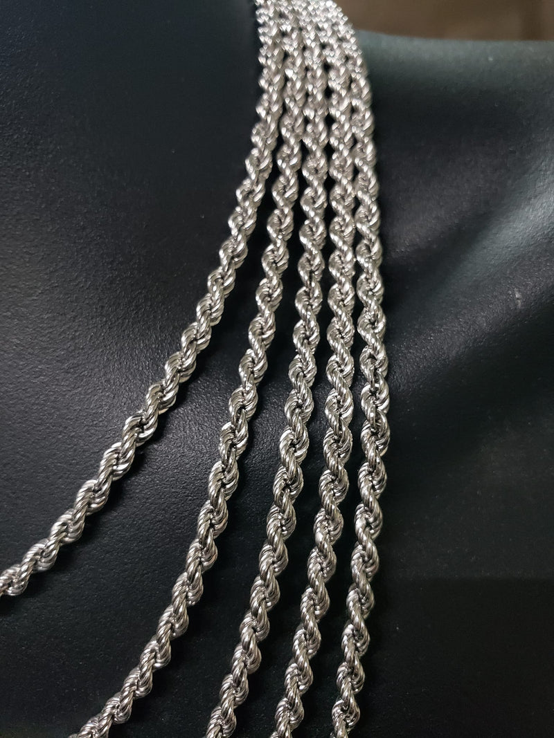 10k 4mm White Gold Rope Chain