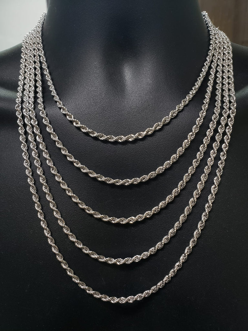 10k 4mm White Gold Rope Chain