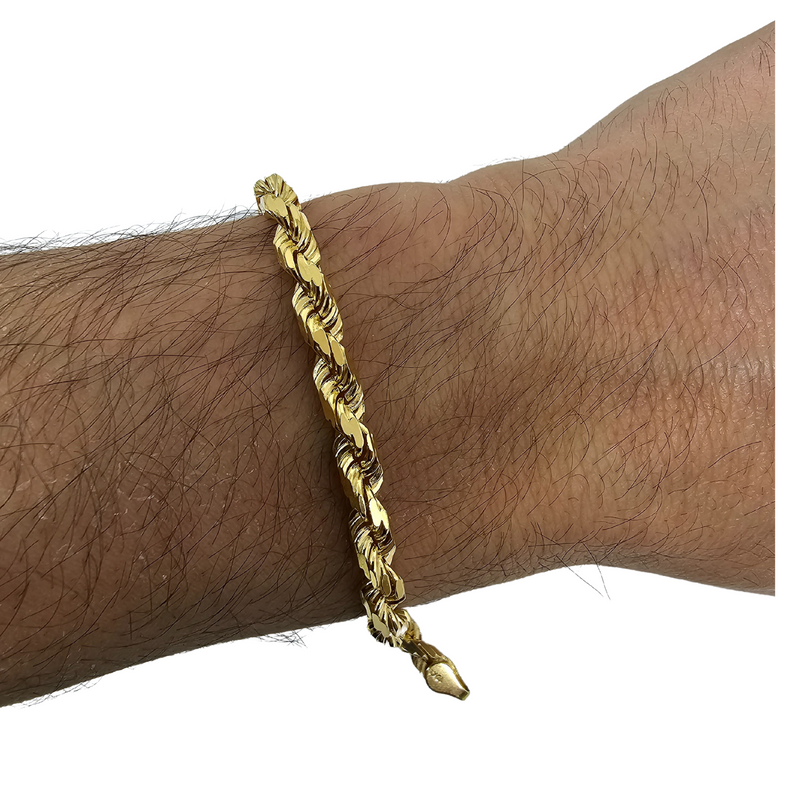 10k 5mm Bracelet de corde diamantée Solide