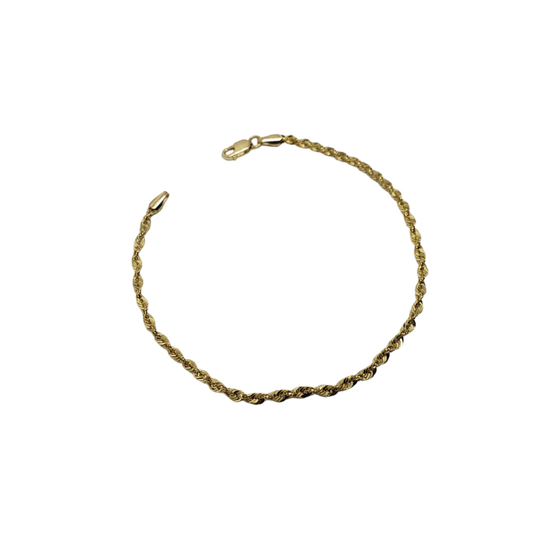 2.2mm Rope Chain Bracelet 10K Yellow Gold Bracelet for Men RCB006