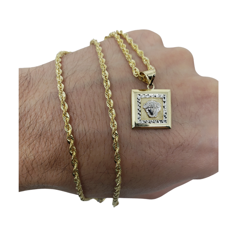 10K Yellow Gold Rope Chain with medusa Medallion GC-027
