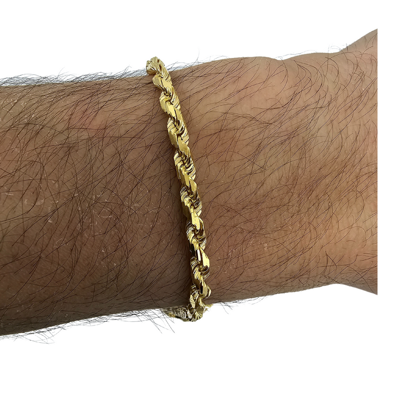 10k Bracelet de corde 4mm diamantée Solide