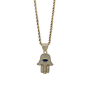 Chaîne Torsade 10k + pierre bleue Hamsa 10k Nouveau