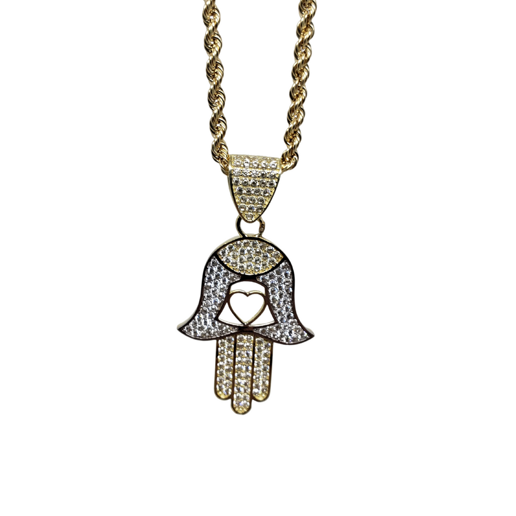 Hamsa Rope Chain 10k Rope Chain + Hamsa Pendant 10k