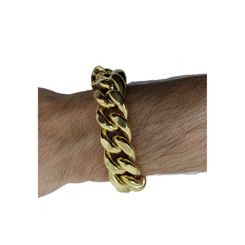 17.02mm Miami Cuban Link 10K Yellow Gold Bracelet for Men BMC012