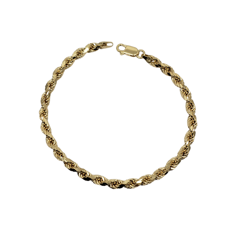 4.3mm Rope Chain Bracelet 10K Yellow Gold Bracelet for Men RCB002
