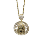 10k Rope + 10k  Jesus Round Crystal pendant