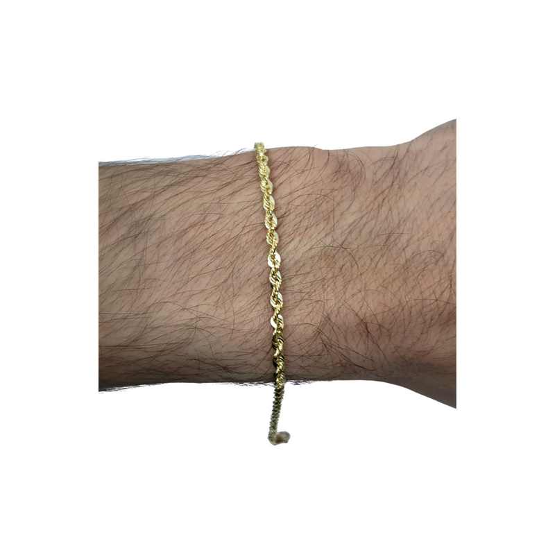 2.7mm Rope Chain Bracelet 10K Yellow Gold Bracelet for Men RCB007