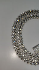 10MM White Gold Monaco Solid Chain With 14ct VVS Diamond GH Color