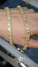 10K 8MM SQUARE TENNIS BAGUETTE YELLOW GOLD  19.00CT DIAMONDS
