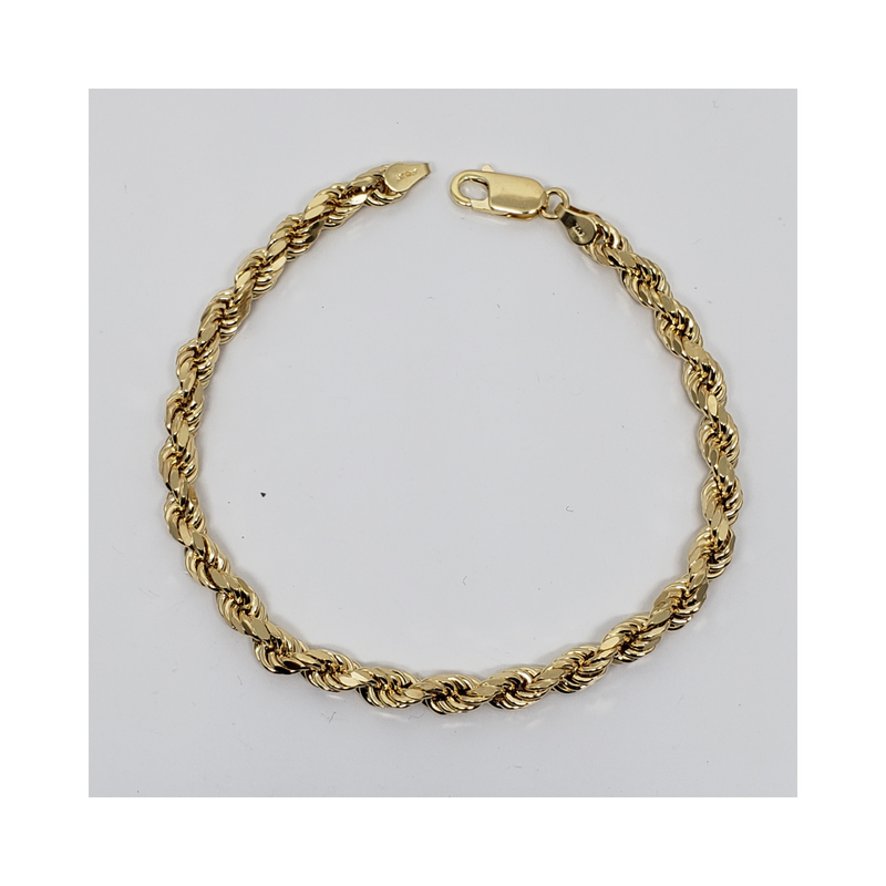 4.8mm Rope Chain Bracelet 10K Yellow Gold Bracelet for Men RCB003