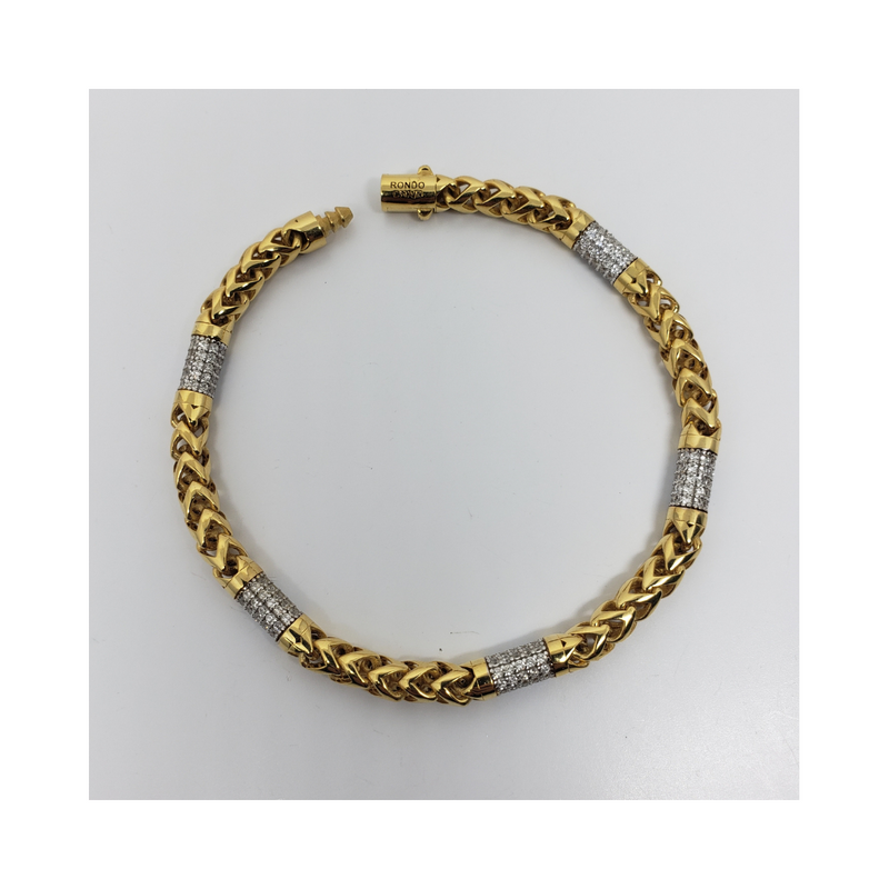 4.9mm Two Tone Diamond Cut Rondo Bracelet 10K Yellow Gold Bracelet for Men RB001