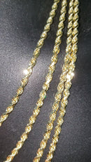 3.5mm 14k Rope Chain Diamond cut Solid/Full